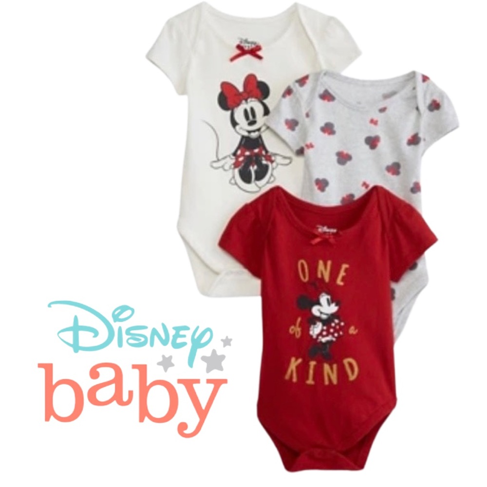 NWT Disney Baby Minnie Bodysuits Set of 3